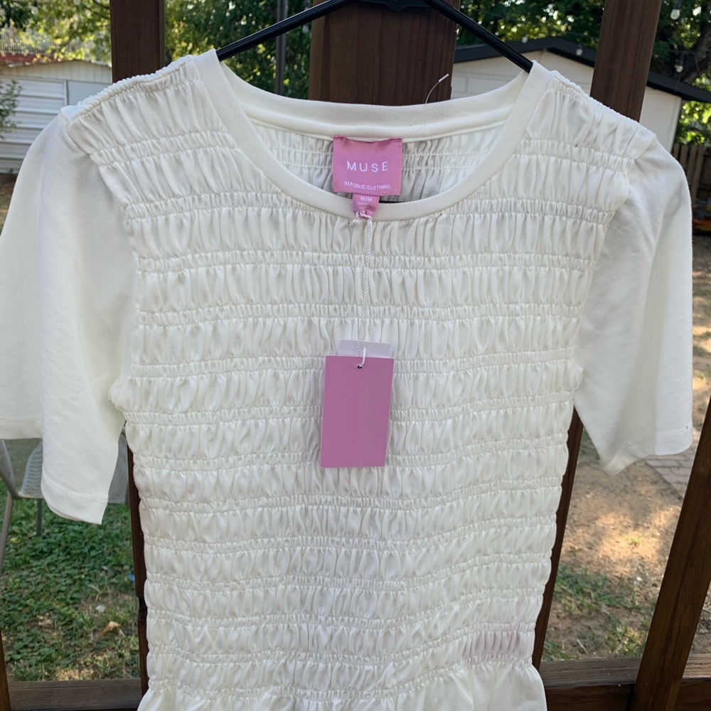 Muse Cream Ruched Top